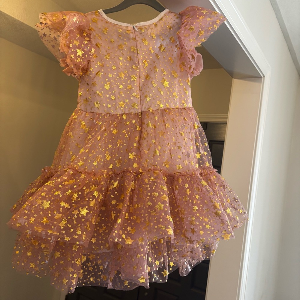 Lola + The Boys Goldie Star Tulle Dress Pink Gold Stars Size 6 - Picture 6 of 8
